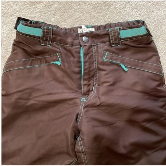 Cherokee snow ski pants adjustable waist brown with teal Size Large 10/12 - Picture 2 of 9